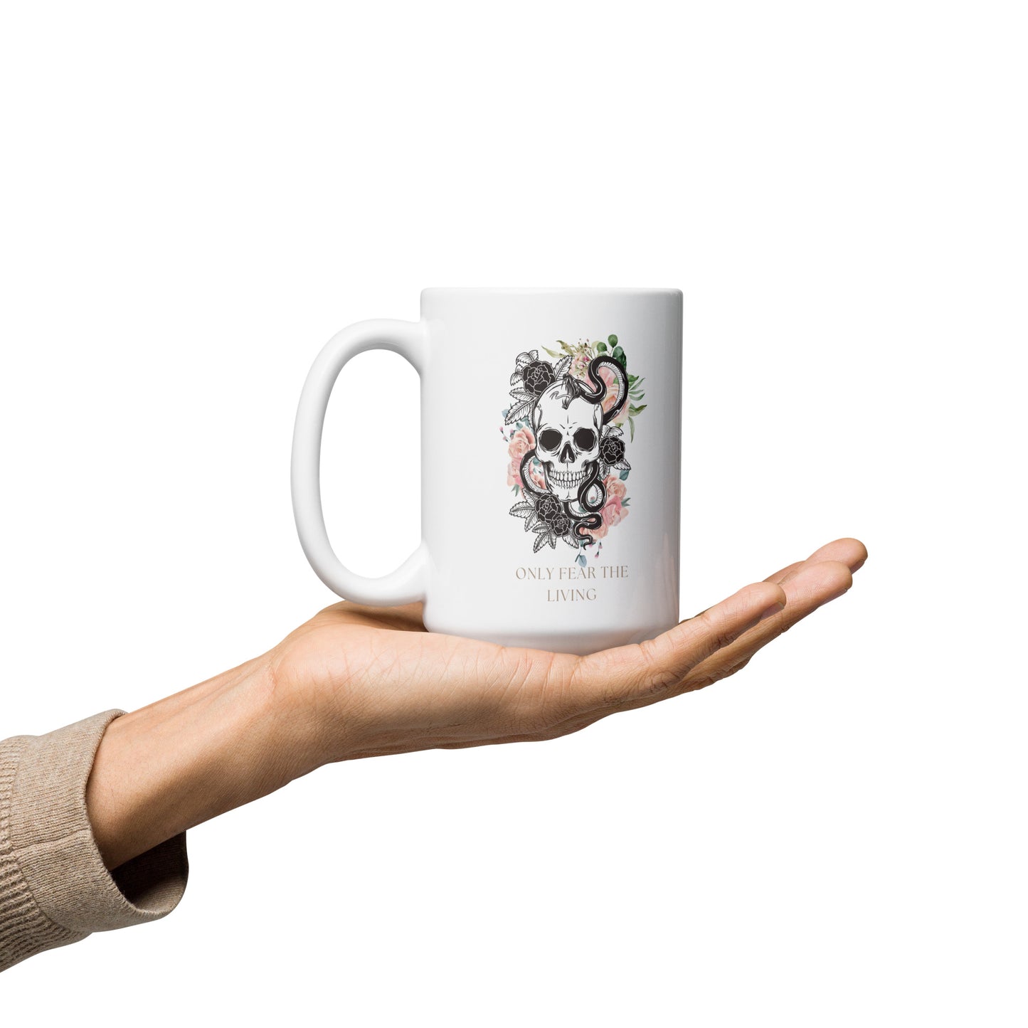 Only Fear the Living White glossy mug